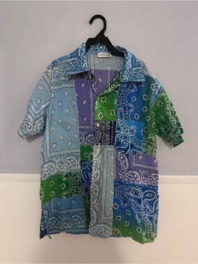 Arizona Love handmade patchwork bandana-print cotton shirt medium